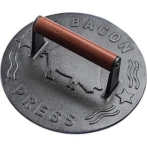 7" Bellemain Heavy-Duty Cast Iron Bacon / Burger Press w/ Wooden Handle $9