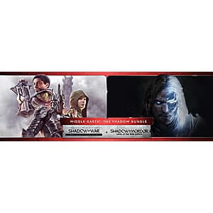 Middle-earth: Shadow of War and Shadow of Mordor game cover art displayed together for the 2-game PC bundle.