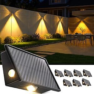 8-Pack JSOT 3-Large LEDs Solar Fence Lights w/ 5-Modes $18.50 & More + Free S&H