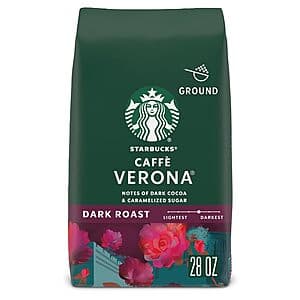 28oz. Starbucks Dark Roast Ground Coffee Bag (Caffe Verona) $5.95 w/ Subscribe & Save