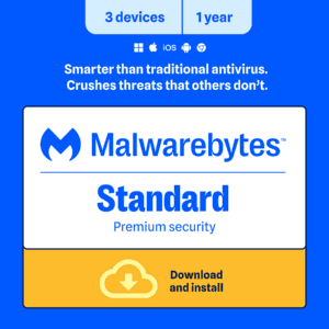 1-Year Malwarebytes Standard (Premium Security, 3-Devices/Digital Download) $13 & More