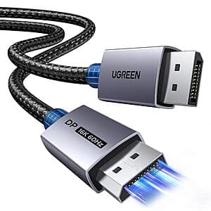 6.6-ft UGREEN 80Gbps Up to 16K 60Hz DisplayPort 2.1 Cable $10