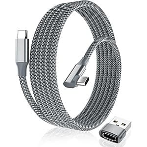 Elebase 10' Right Angle 100W USB-C Charger Cable w/ USB Adapter $5.95 & More