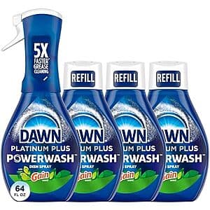 Prime: 4-pk 16-oz Dawn Platinum Powerwash Gain Original Dish Spray Starter Kit $10.60 w/ S&S