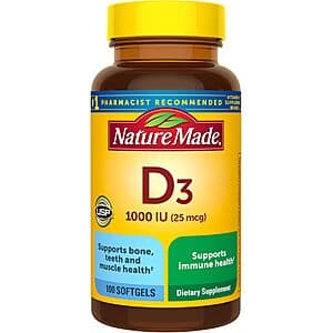100-Ct. Nature Made Vitamin D3 1,000 IU Liquid Softgels $2.90 w/ S&S