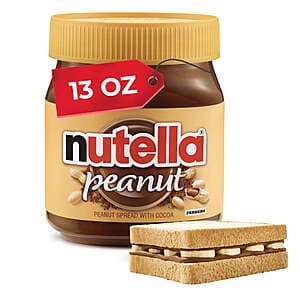13oz. Nutella Peanut Spread w/ Cocoa + Earn $1 Walmart Cash $4.95 + Free Pickup