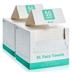 100-Count Borje XXL Disposable Face Towels (10" x 12") $10