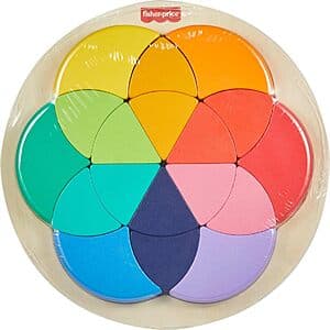 19-Piece Fisher-Price Wooden Color Shape Sorting Wheel Toy Puzzle $9 & More