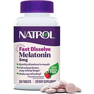 Select Accts: 200-Count Natrol Melatonin 5mg Fast Dissolve Tablets (Strawberry) $6.30 w/ Subscribe & Save