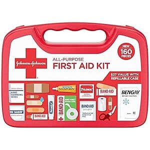 Select Accounts: 160-Pc Johnson & Johnson Compact All Purpose First Aid Kit $10.10 w/ S&S