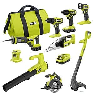 9-Tool RYOBI ONE+ 18V Cordless Combo Kit w/ 1.5Ah & 4Ah Batteries, Charger & Bag $199 + Free S&H