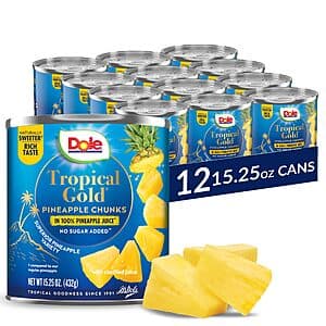 12-Ct 15.25-Oz Dole Tropical Gold Canned Pineapple Chunks in 100% Juice $17.20 w/ S&S
