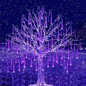 26.9' (8 Tubes/192-LED) Adecorty UL Plug Outdoor Meteor Shower Lights (Purple, Blue) $6.50