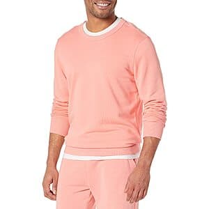 Amazon Essentials Men's French Terry Crewneck Long-Sleeve Sweatshirt (Peach, L) $8