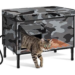 IPOW XL 6-Layer Insulated Heated Outdoor Cat House w/ Heated Pad (Gray) $26 + Free S/H