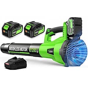 Tietoc 1200W Brushless Leaf Blower w/ 2x 4.0Ah Batteries & 6-Speed Control $35 + Free S&H