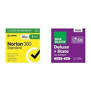 H&R Block Deluxe + State 2025 (PC/Mac Digital) Software Bundles (Various) $28 each