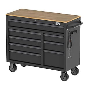 Select Stores: 42" Tractor Supply 8-Drawer Mobile Wooden-Top Tool Cabinet (Black) $249 + Free Store Pickup