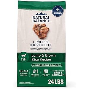 Select Accts: 24-Lb Natural Balance Limited Ingredient Adult Dry Dog Food (Lamb & Rice) $29.20 w/ S&S + Free S&H