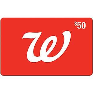 Digital eGift Card Sale (Email Delivery): $50 Fandango eGC $40, $50 Walgreens eGC $42.50 & More