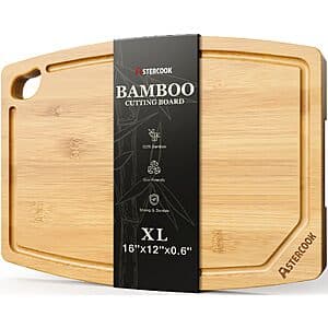 Prime: 16"×12" Astercook Large Bamboo Cutting Board $7.50 + Free S&H