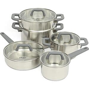 9-pc Oster Beauford Stainless Steel Cookware Set w/ Stay-Cool Handles $46.80 or less + Free Shipping