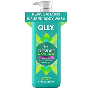 OLLY Revive Body Wash bottle with blue and teal packaging.
