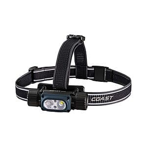 Coast 2000 Lumen Waterproof Ultra Bright IP68 USB Rechargeable-Dual Power Headlamp $28.50