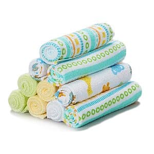 10-pk Spasilk Baby Washcloth Wipes Set (yellow lines) $4.40