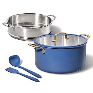 5-pc 8-qt CAROTE Tri-Ply Stainless Steel Stock Pot Set w/ Silicone Utensils $22
