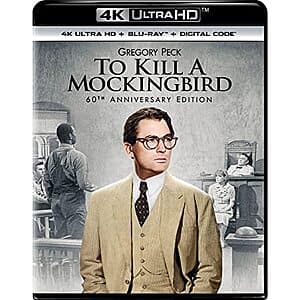 To Kill a Mockingbird 60th Anniversary Edition 4K Ultra HD, Blu-ray and Digital 4K case with classic film artwork.