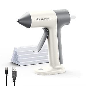 Tilswall W106 Mini Cordless Hot Glue Gun w/ Auto Shutoff & 20 Glue Sticks $15