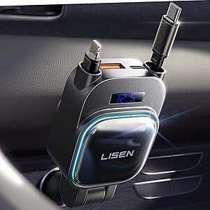 Prime Members: LISEN 4-in-1 up to 96W Car Charge w/ Retractable USB C Cable $11.35 + Free Shipping