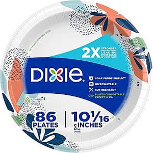 86-Ct 10" Dixie Large Paper Plates $5.70 w/ S&S