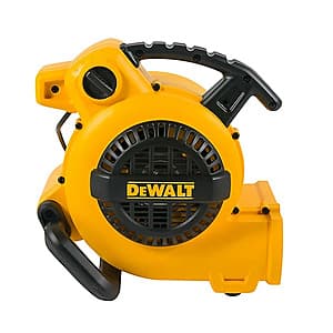 DeWALT 7-inch portable air mover with 3-speed control, compact and lightweight design suitable for indoor and outdoor use.