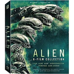 Six-film Alien franchise collection box set displaying all movies from the original Alien through Alien: Covenant.