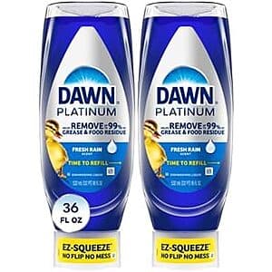 2-Pk 18-Oz Dawn Platinum EZ-Squeeze Dish Soap $5.60 w/ S&S