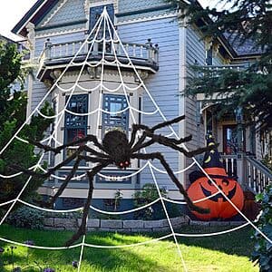 200" Halloween Giant Spider Web & 59" Spider Outdoor Decoration $10