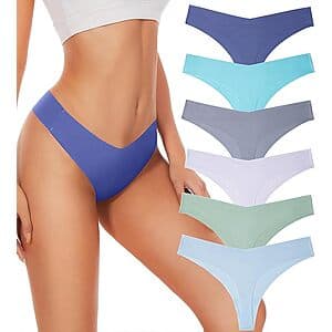 6-Pk Hellopopgo Women's Seamless V-Waist Thong Underwear (Various Colors) $6