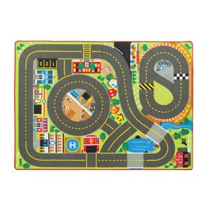 79" x 58" Melissa & Doug Jumbo Roadway Activity Rug w/ 4 Wooden Traffic Signs $13.60