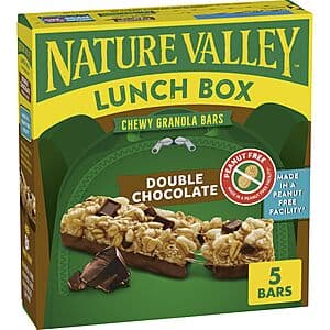 5-Count Nature Valley Lunch Box Peanut-Free Chewy Granola Bars (Double Chocolate) $2.10 w/ Subscribe & Save