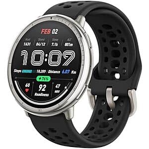 Amazfit Active 2 Sport 44mm Smartwatch w/ Black or Red Silicone Strap $80 + Free S&H