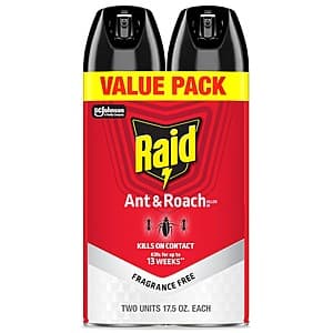 2-Ct 17.5-Oz Raid Ant & Roach Killer (Fragrance-Free) $6.20 w/ S&S