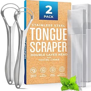 Tongue Scraper for Adults - 2 Pack For $3.98 at basicConcepts via Amazon