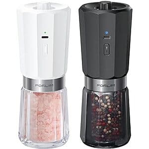 Forlim Gravity Rechargeable Electric Salt & Pepper Grinder Set $10
