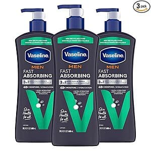Select Regions: 3-Pack 20.3-Oz Vaseline Men's Healing Moisture Hand & Body Lotion $8.25 w/ Subscribe & Save