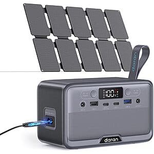 DARAN 89.6Wh 100W LiFePO4 Power Station + 25W Solar Panel $59.50 + Free S&H