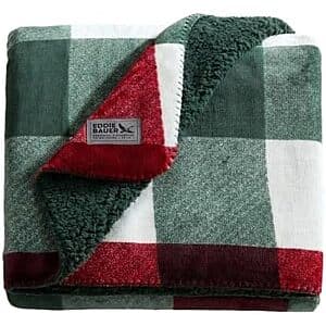 50" x 70" Eddie Bauer Reversible Plaid Throw Blanket (Plaid Green) $13.85