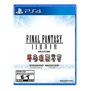 Final Fantasy I-VI Collection Anniversary Edition game case for video game console featuring classic artwork from the first six Final Fantasy titles.