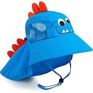 Heehipoo Kids' UPF 50+ Wide Brim Mesh Beach Hat w/ Chin Strap (various style) $5